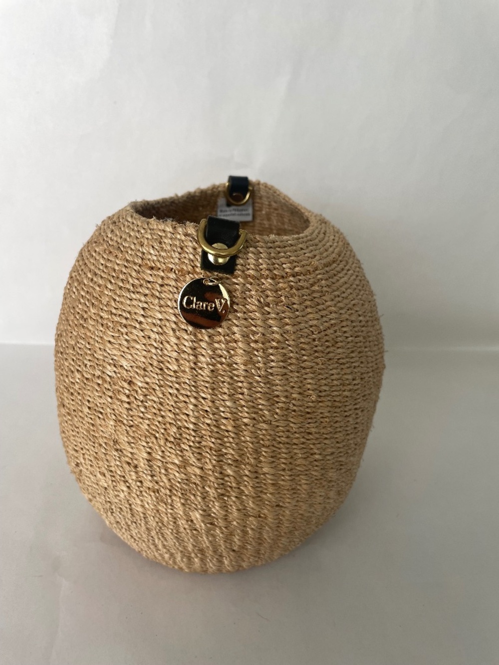 Clare V. Pot De Miel Woven Straw Small Bucket Bag, Basket Purse, No Handle